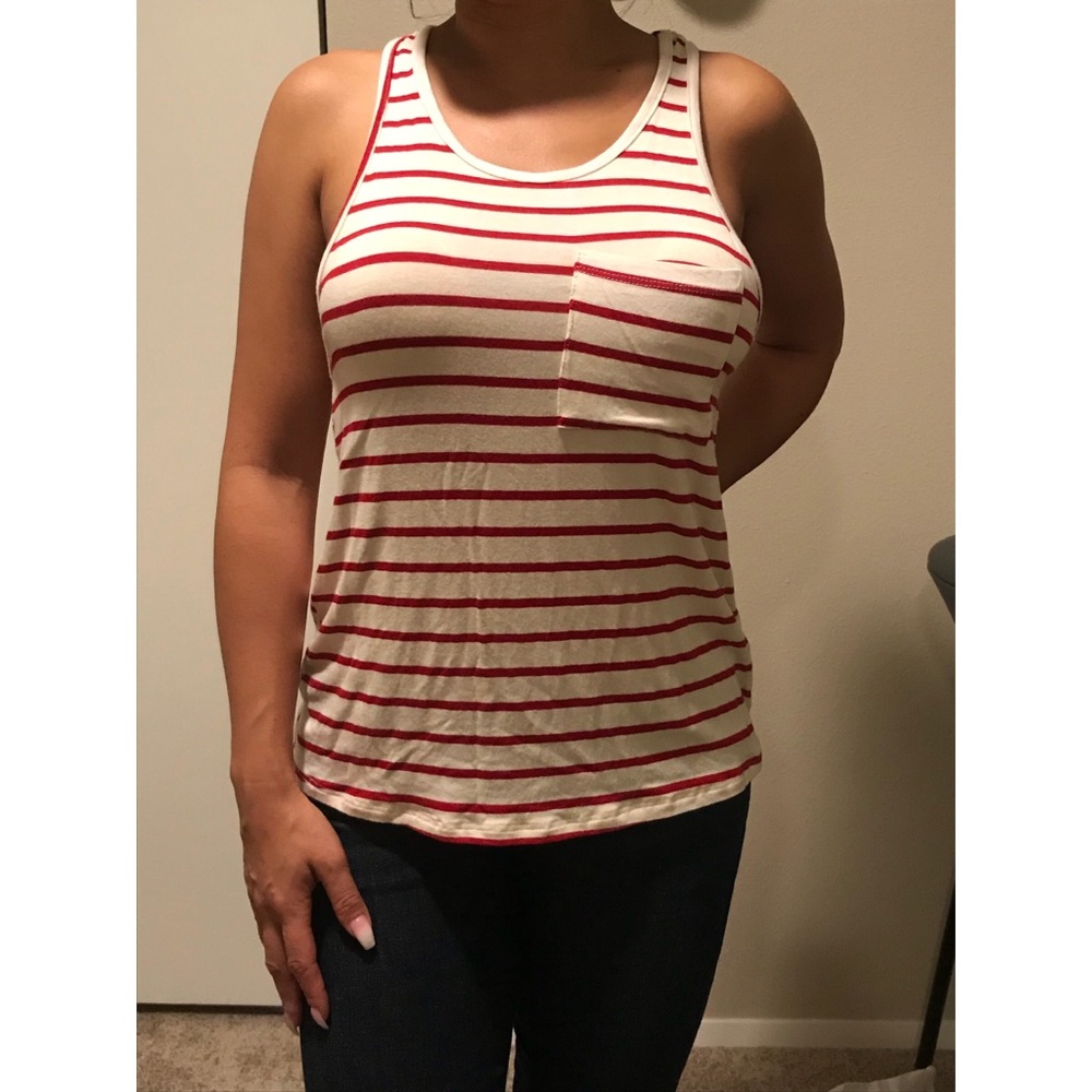 Off white and red stripes tank